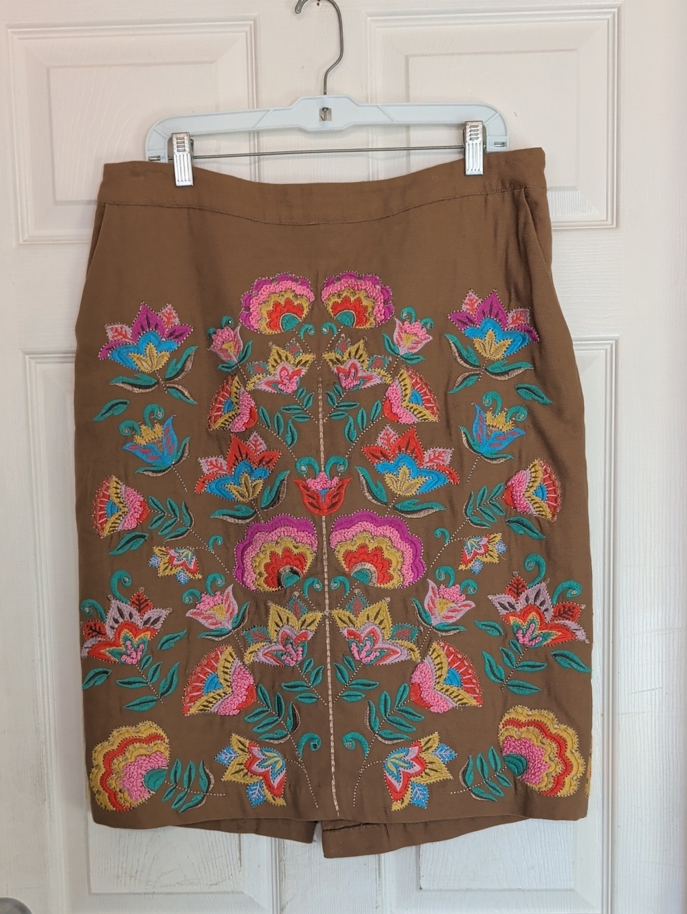 Boden Caitlin Embroidered Skirt Camel Women 12